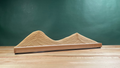 Wood carved mountain range lamp with lighting turned off